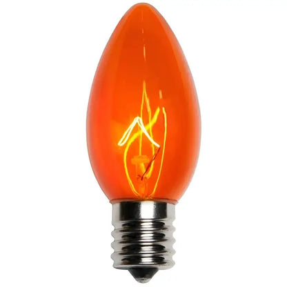 C9 Incandescent Christmas Light Bulbs Orange Transparent Pack of 25 - Christmas Lights