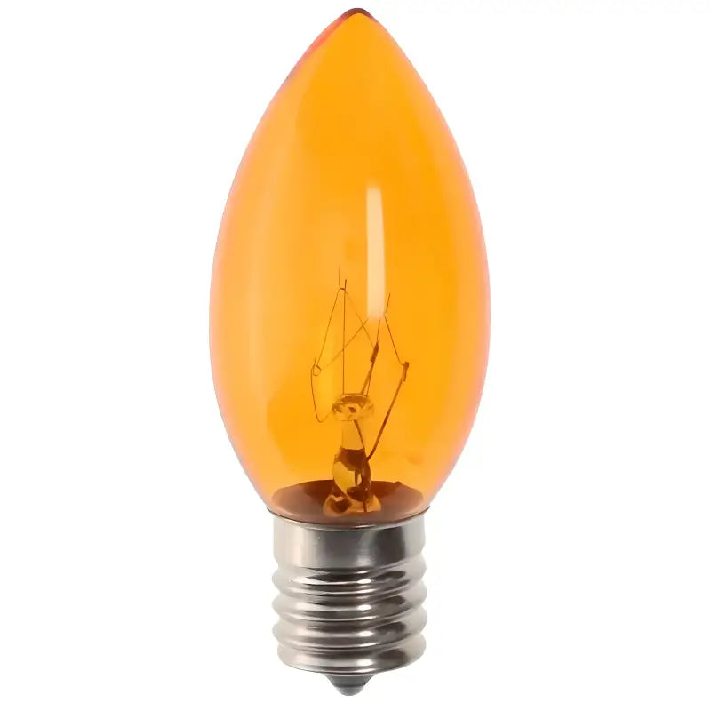 C9 Incandescent Christmas Light Bulbs Orange Transparent Pack of 25 [CLOSEOUT] - Christmas Lights
