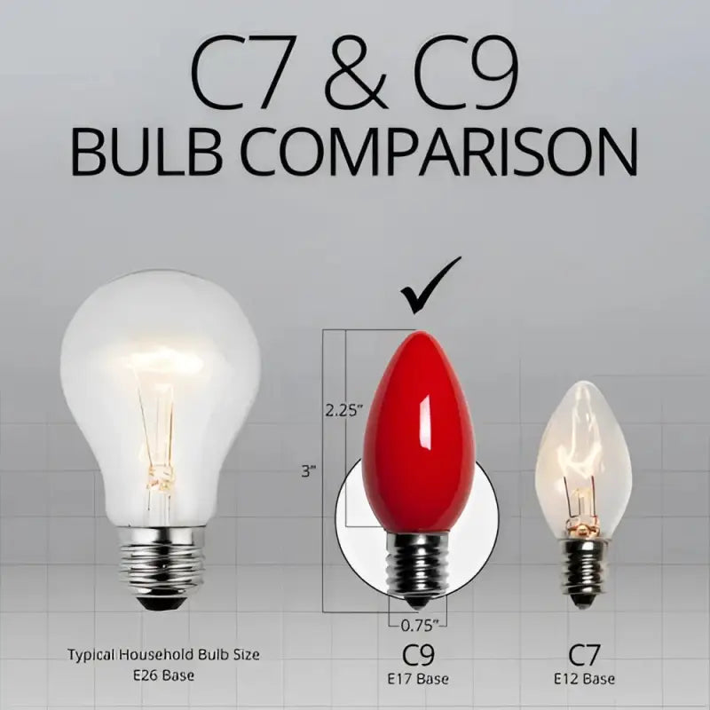 C9 Incandescent Christmas Light Bulbs Red Opaque Pack of 25 - Christmas Lights