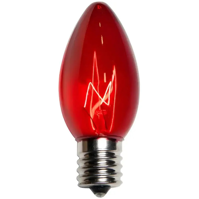 C9 Incandescent Christmas Light Bulbs Red Transparent Pack of 25 - Christmas Lights