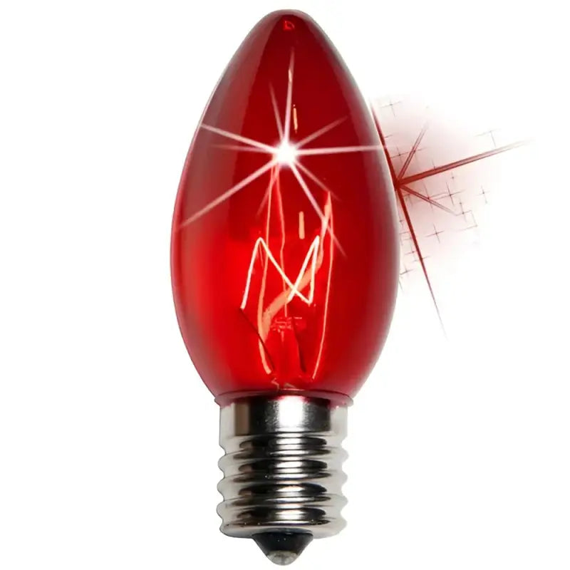 C9 Incandescent Christmas Light Bulbs Red TWINKLE Transparent Pack of 25 - Christmas Lights