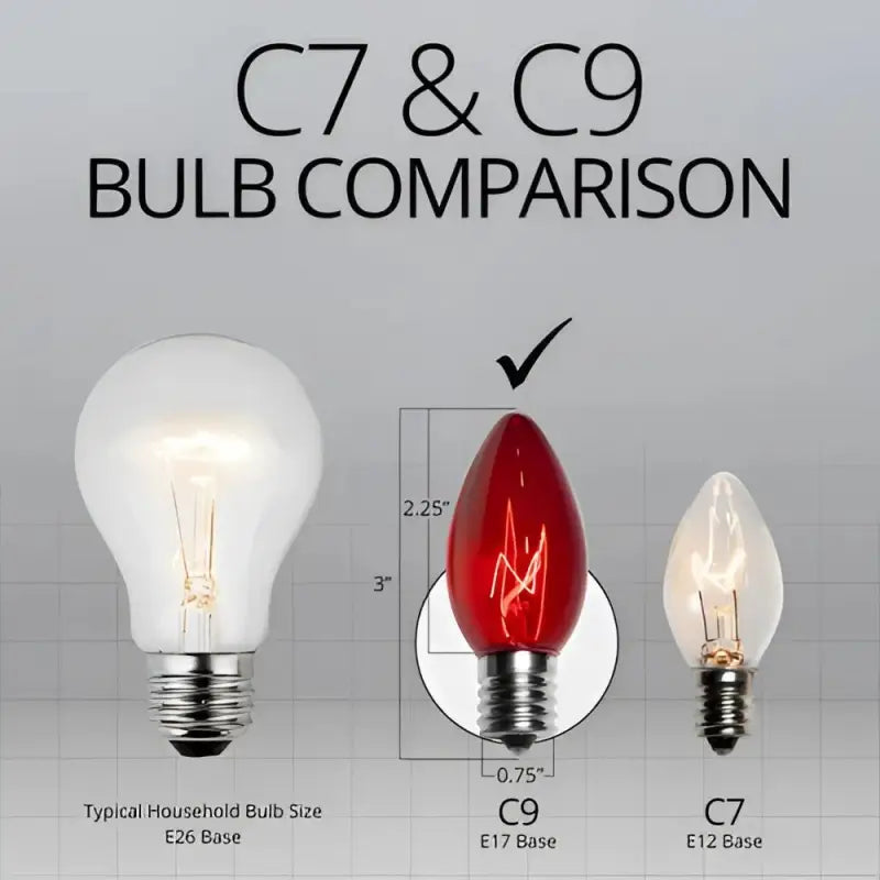 C9 Incandescent Christmas Light Bulbs Red TWINKLE Transparent Pack of 25 - Christmas Lights