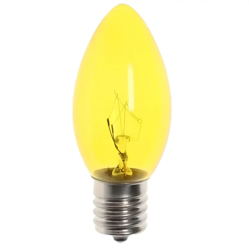 C9 Incandescent Christmas Light Bulbs Yellow Transparent Pack of 25 [CLOSEOUT] - Christmas Lights