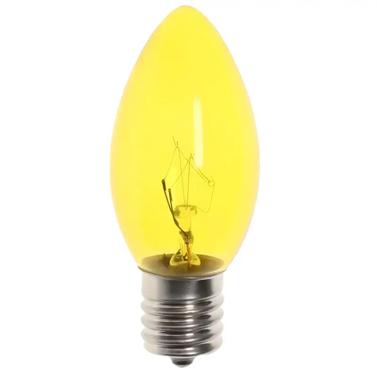 C9 Incandescent Christmas Light Bulbs Yellow Transparent Pack of 25 [CLOSEOUT] - Christmas Lights