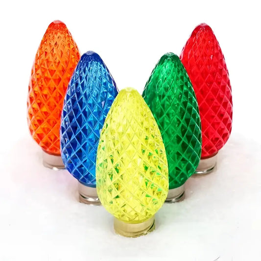 C9 Multicolor Faceted ProCore LED Christmas Light Bulbs - Christmas Lights