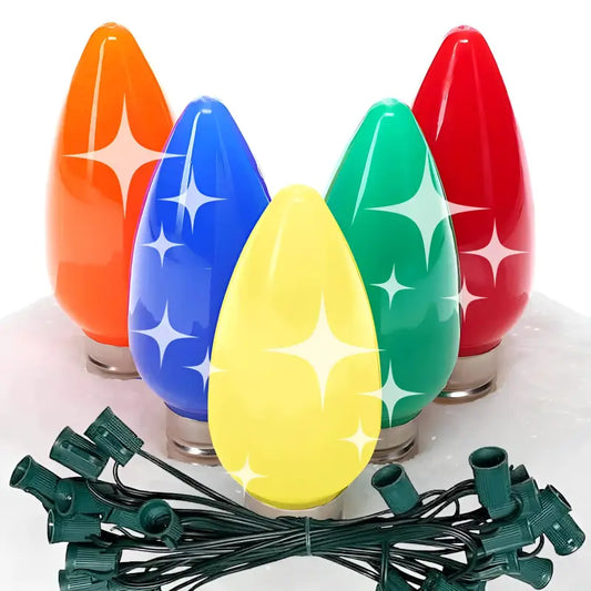 C9 Multicolor Twinkle Smooth ProCore LED Christmas Light Bulb String Light Set 25 Lights 25’ - Christmas Lights