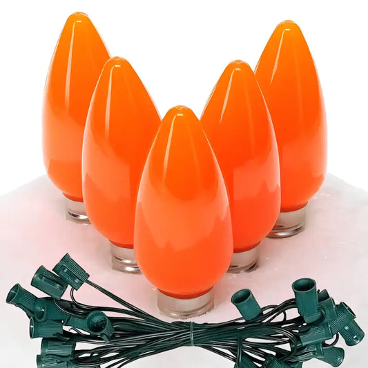 C9 Orange Smooth ProCore LED Christmas Light Bulb String Light Set 25 Lights 25’ - Christmas Lights