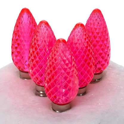 C9 Pink Faceted ProCore LED Christmas Light Bulbs - Christmas Lights