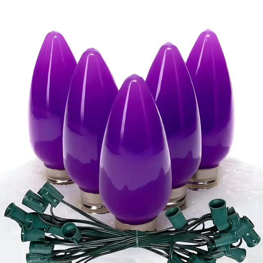 C9 Purple Smooth ProCore LED Christmas Light Bulb String Light Set 25 Lights 25’ - Christmas Lights