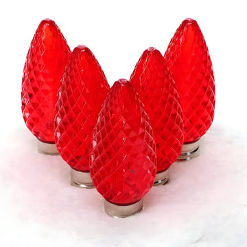C9 Red Faceted ProCore LED Christmas Light Bulbs - Christmas Lights