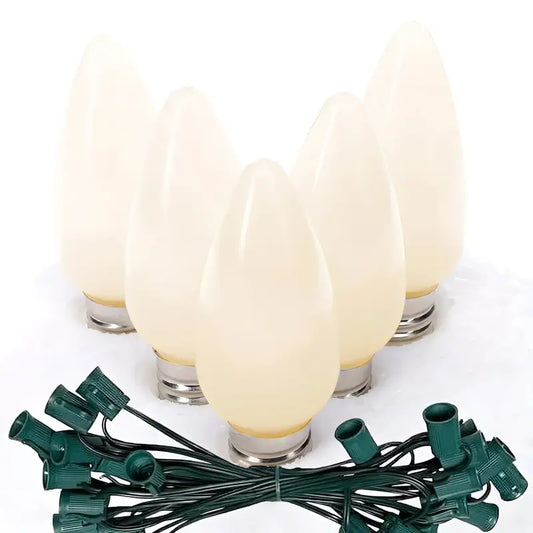 C9 Warm White Smooth ProCore LED Christmas Light Bulb String Light Set 25 Lights 25’ - Christmas Lights