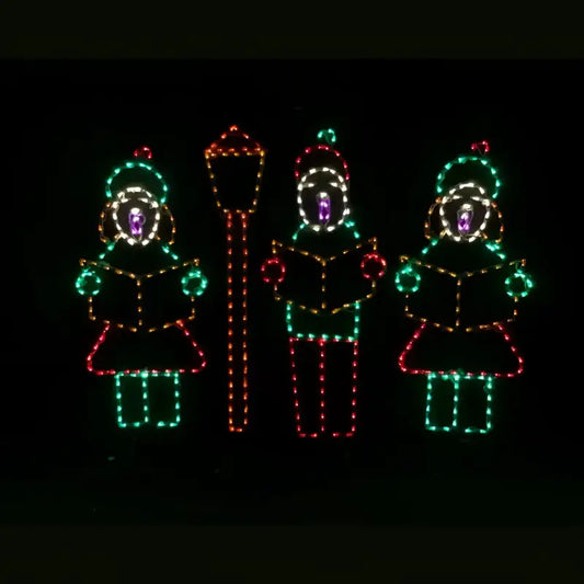 Carolers with Lamp Post 4 Piece Set - Wireframes Displays and Yard Art