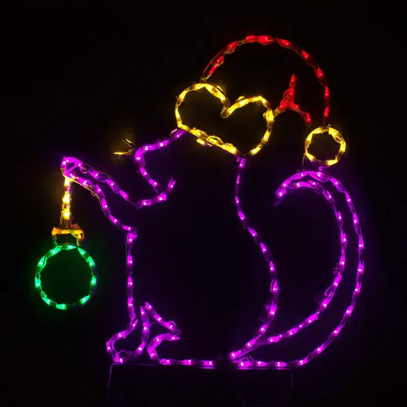 Cat with Santa Hat and Ornament - Wireframes Displays and Yard Art