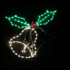 Double Bell with Holly Animated - Wireframes Displays and Yard Art
