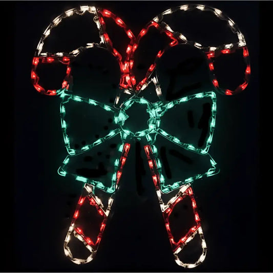 Double Candy Cane with Bow - Wireframes Displays and Yard Art