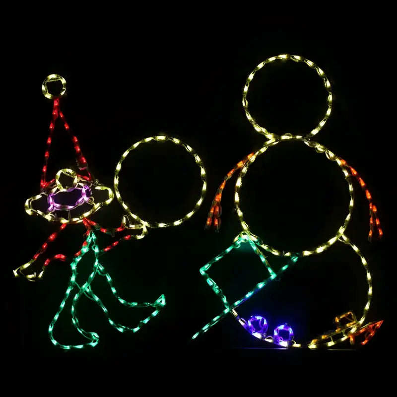 Elf Building Snowman Animated - Wireframes Displays and Yard Art