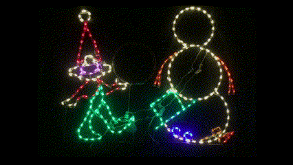 Elf Building Snowman Animated - Wireframes Displays and Yard Art