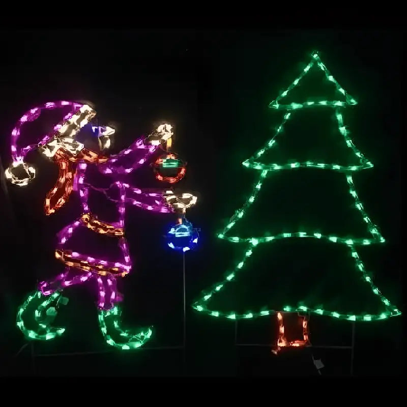 Elf Decorating Tree - Wireframes Displays and Yard Art