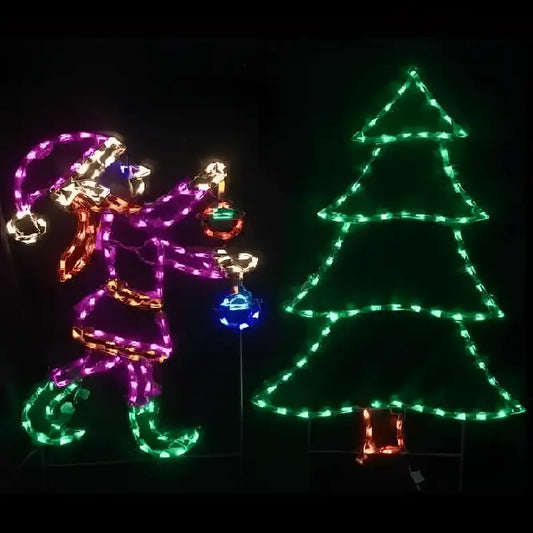 Elf Decorating Tree - Wireframes Displays and Yard Art