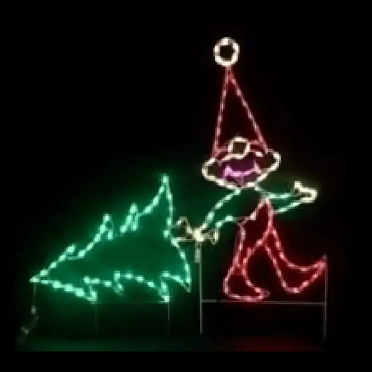 Elf Pulling Tree - Wireframes Displays and Yard Art