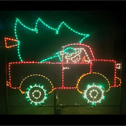 Elf In Truck With Christmas Tree - Wireframes Displays and Yard Art