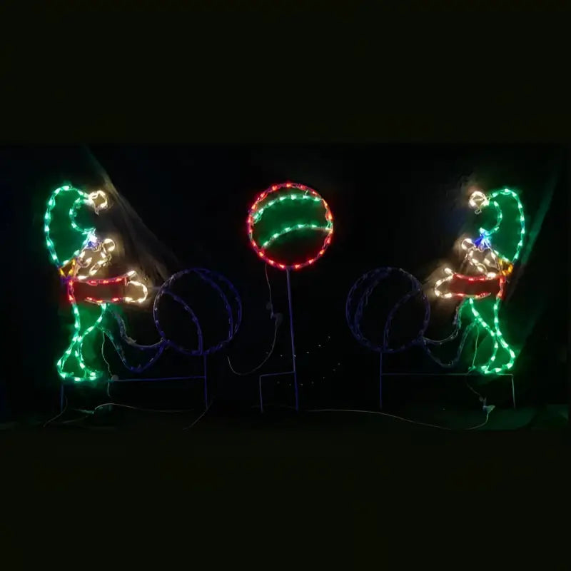 Elves Playing Kickball Animated - Wireframes Displays and Yard Art