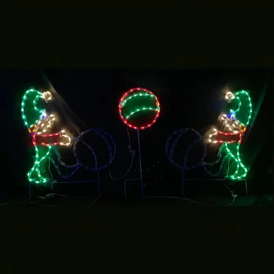 Elves Playing Kickball Animated - Wireframes Displays and Yard Art
