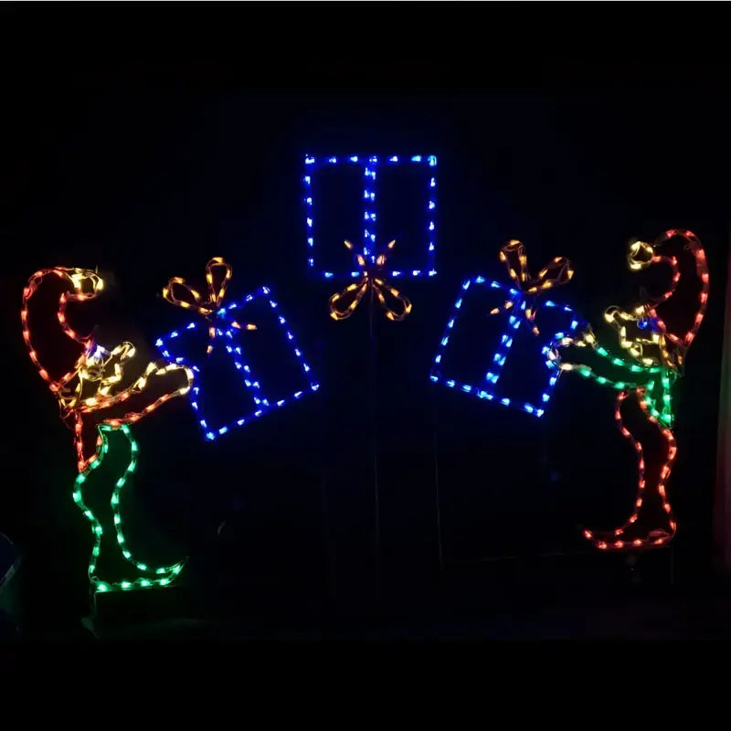 Elves Tossing Package Animated - Wireframes Displays and Yard Art