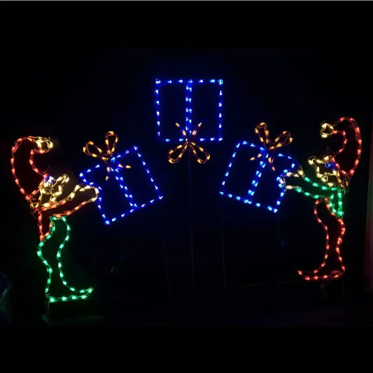 Elves Tossing Package Animated - Wireframes Displays and Yard Art