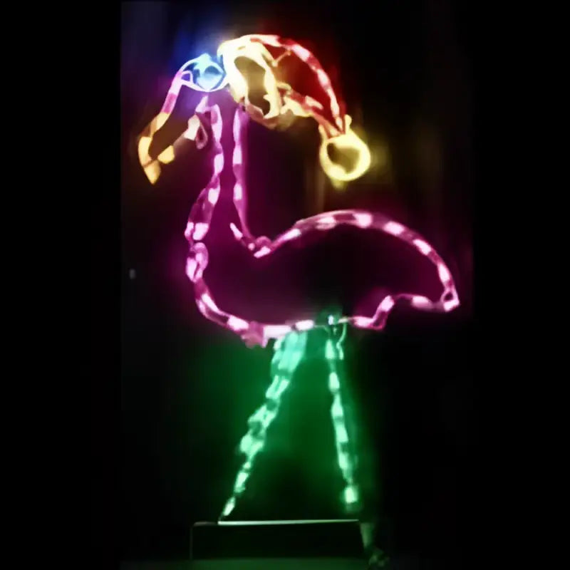 Flamingo with Santa Hat Small - Wireframes Displays and Yard Art