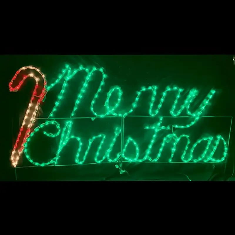 Merry Christmas Cursive With Candy Cane - Wireframes Displays and Yard Art