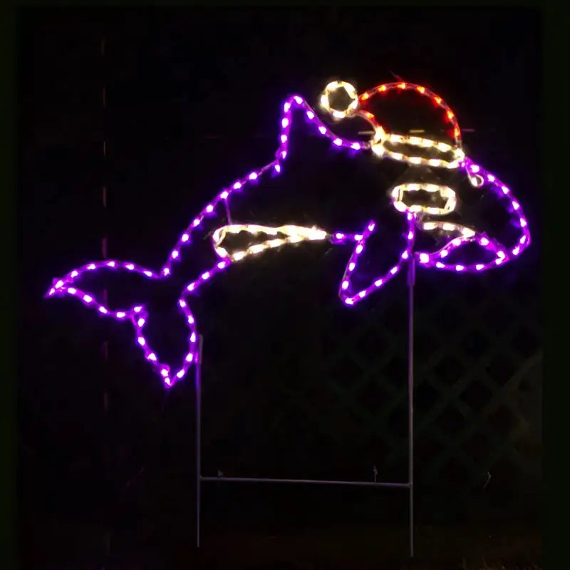Orca with Santa Hat Outline - Wireframes Displays and Yard Art