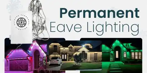 Permanent eave lighting for homes.