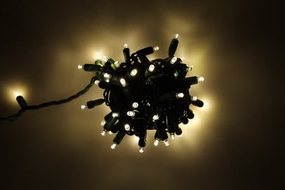70 5mm Warm White Twinkle LED Christmas Lights, 4" Spacing