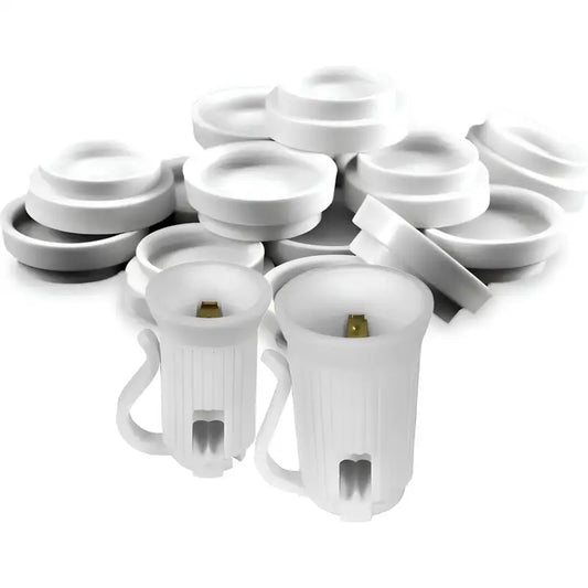 Safe-T Caps Socket Cap Covers for C7 and C9 Bulbs Stringers White Pack of approximately 100 [CLOSEOUT] - Christmas