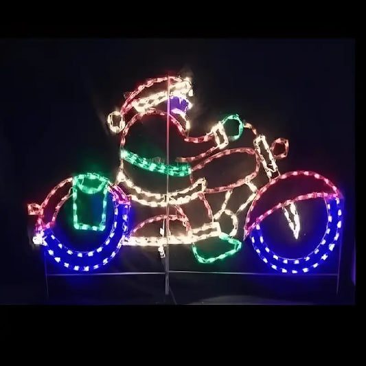 Santa on Motorcycle - Wireframes Displays and Yard Art