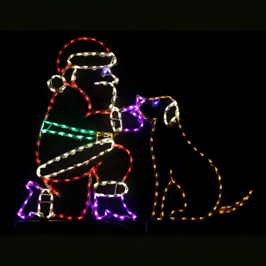 Santa Petting Animated Dog - Wireframes Displays and Yard Art