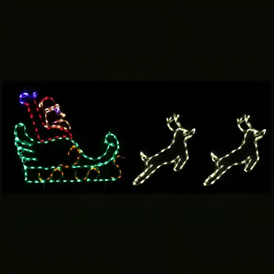 Santa in Sleigh with 2 Deer Small - Wireframes Displays and Yard Art