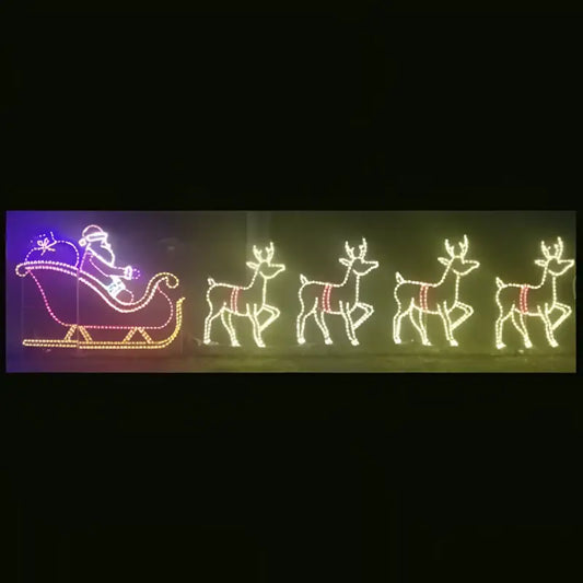 Santa in Sleigh with 4 Deer Commercial - Wireframes Displays and Yard Art