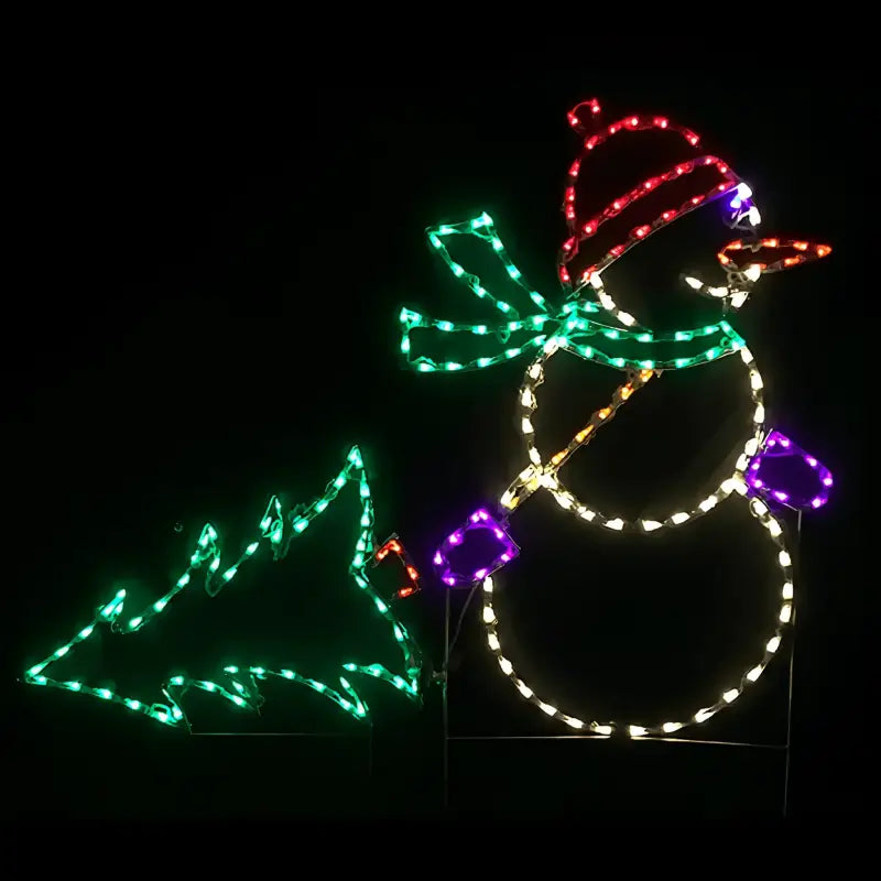 Snowman pulling Tree - Wireframes Displays and Yard Art