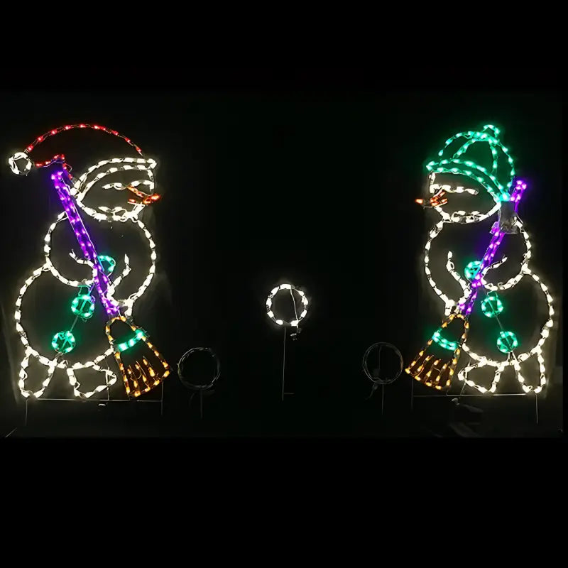 Snowman Sweeping Snowball Animated - Wireframes Displays and Yard Art