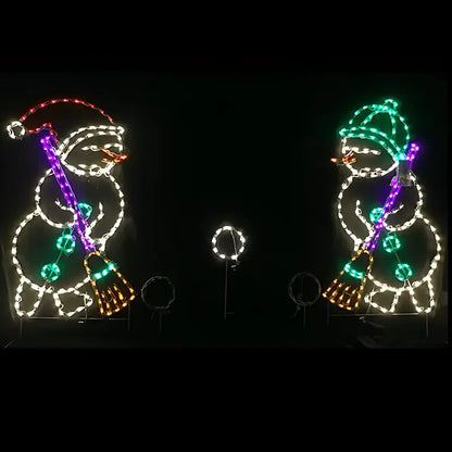 Snowman Sweeping Snowball Animated - Wireframes Displays and Yard Art