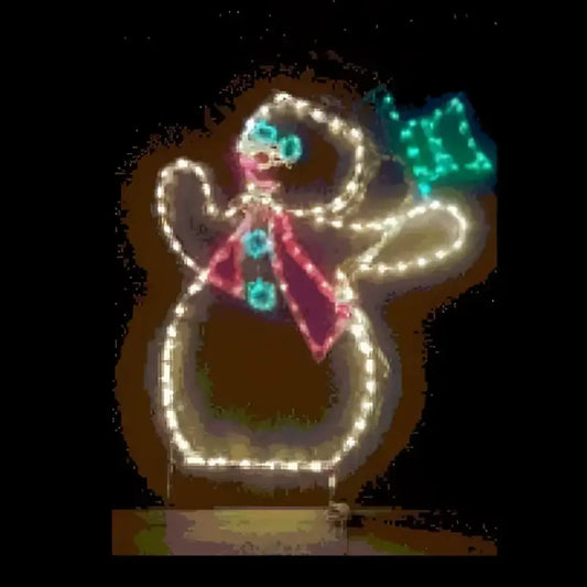 Tipping Hat Snowman Animated Small - Wireframes Displays and Yard Art