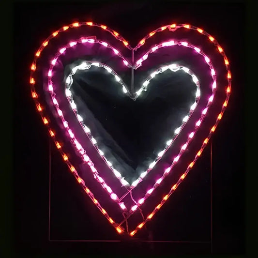 Triple Valentines Day Hearts Animated - Wireframes Displays and Yard Art