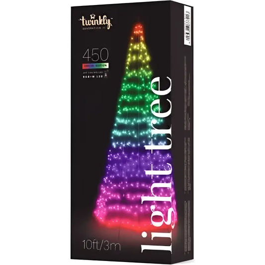 Twinkly App Controlled RGBW 3D Light Show Tree 450 Bulbs 10 Feet Tall - Christmas Lights