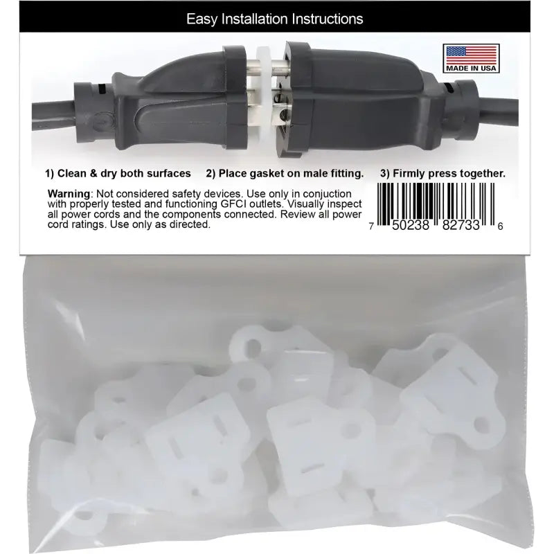 Weatherproof Electrical Plug Extension Cord Gaskets 25 Pack - Christmas Light Installation Accessories