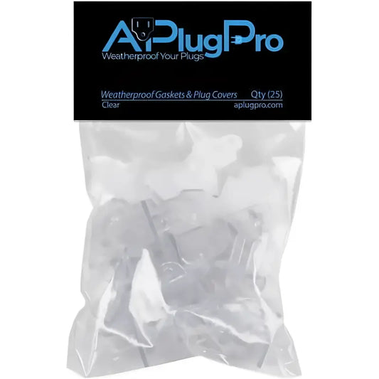 Weatherproof Electrical Plug Extension Cord Gaskets and Clear Covers 25 Pack - Christmas Light Installation Accessories