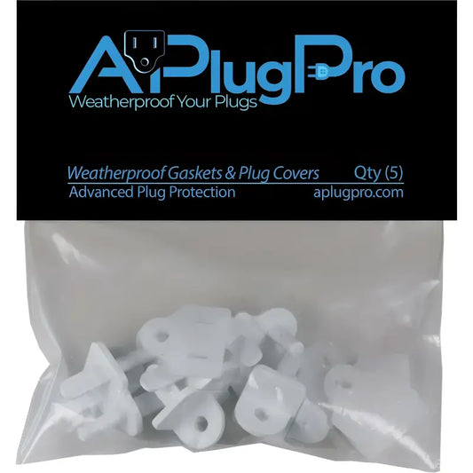Weatherproof Electrical Plug Extension Cord Gaskets and White Covers 5 Pack - Christmas Light Installation Accessories