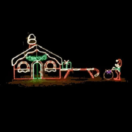 Workshop with Conveyor Belt and Elf with Bag Animated - Wireframes Displays and Yard Art