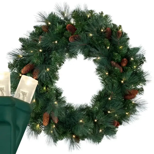 Wreath 30’’ Mixed Noble Pre-lit LED Warm White - Christmas Decorations